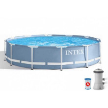 Intex Бассейн каркасный 26712 NP (1) размер 366x76 см (насос-фильтр картриджный 2 006 л/ч), объем воды - 6503л, в коробке 