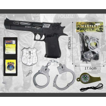 Поліцейський набір JL 111-8 (144/2) пістолет, наручники, жетон, свисток, у пакеті 