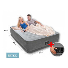 Intex Кровать комфорт квин 64418 NP (2) двухспальная, со встроенным насосом 220-240V,  в коробке 