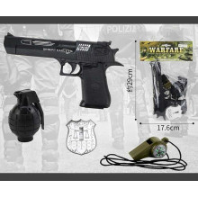 Поліцейський набір JL 111-7 (96/2) звук, підсвічування, пістолет, граната, жетон, свисток, у пакеті 