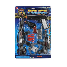 Поліцейський набір 21-4 (48/2) 2 автомати, 2 пістолети, рація, наручники, жетон, силіконові патрони, на листі 