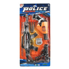 Поліцейський набір 13-4 (60/2) 2 пістолети, автомат, жетон, патрони з присоскою, свисток, на листі 