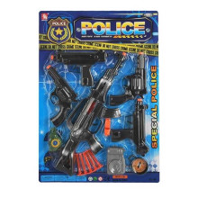 Поліцейський набір 21-10 (48/2) 4 пістолети, автомат, фотокамера, силіконові патрони, на листі 