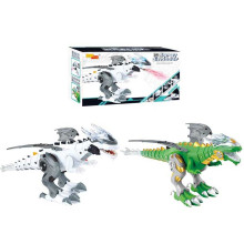 Динозавр 6818 (48/2) 2 цвета, на батарейках, ходит, дышит паром, подсветка глаз и пасти, звук, в коробке 