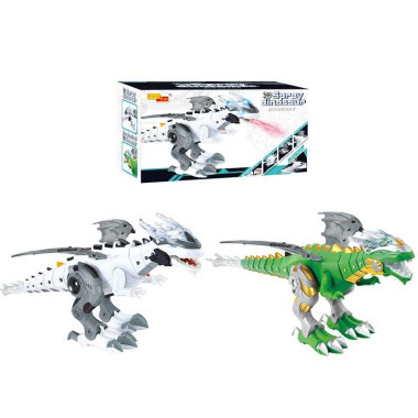 Динозавр 6818 (48/2) 2 цвета, звук, свет, ходит, пускает пар, в коробке  