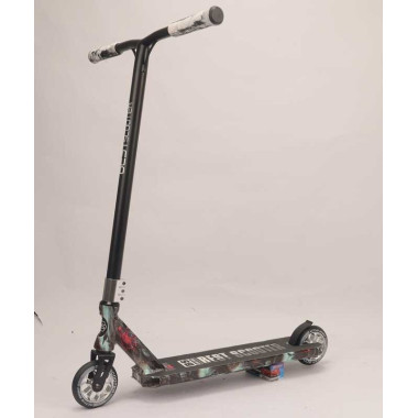 Самокат трюковый Best Scooter BS-77101 (4) HIC-система, ПЕГИ, алюминиевый диск и дека с ПРИНТОМ, колёса PU, d=110мм, ширина руля - 60 см, в коробке  