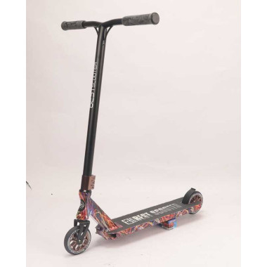 Самокат трюковый Best Scooter BS-77350 (4) HIC-система, ПЕГИ, алюминиевый диск и дека с ПРИНТОМ, колёса PU, d=110мм, ширина руля - 60 см, в коробке  